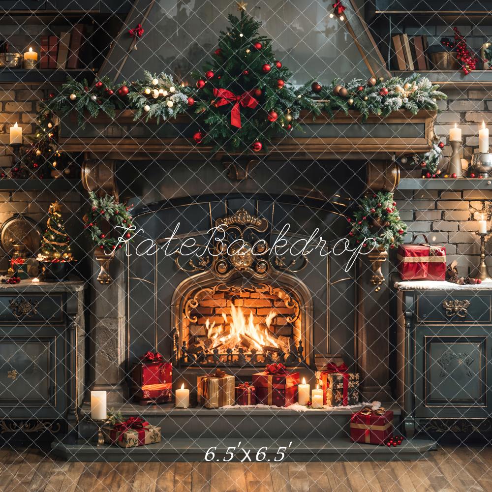 Kate Christmas Fireplace Backdrop Designed by Emetselch