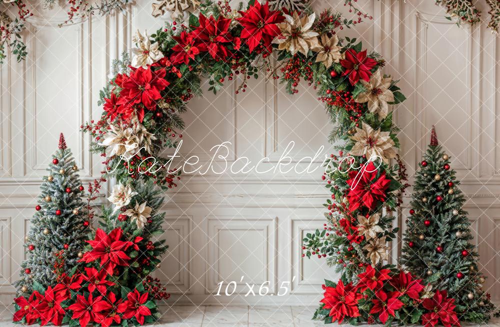 Kate Christmas Flower Arch White Wall Backdrop Designed by Emetselch