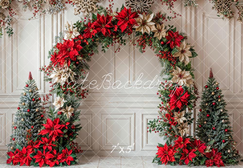 Kate Christmas Flower Arch White Wall Backdrop Designed by Emetselch