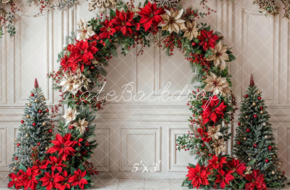 Kate Christmas Flower Arch White Wall Backdrop Designed by Emetselch