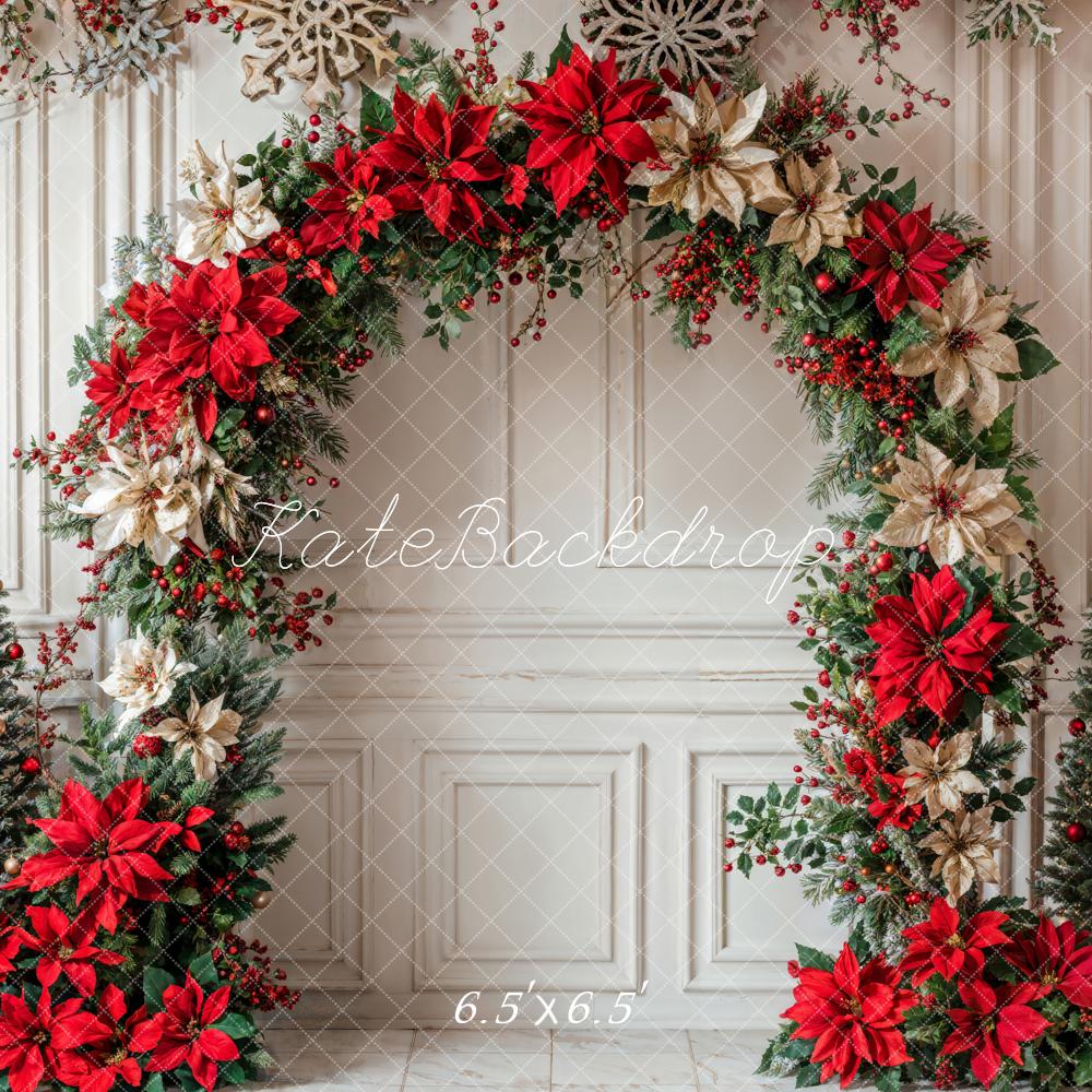 Kate Christmas Flower Arch White Wall Backdrop Designed by Emetselch