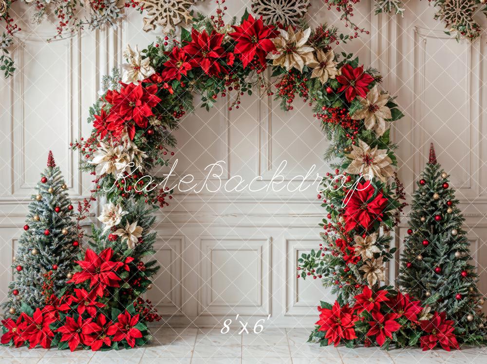 Kate Christmas Flower Arch White Wall Backdrop Designed by Emetselch