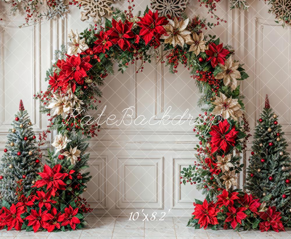 Kate Christmas Flower Arch White Wall Backdrop Designed by Emetselch