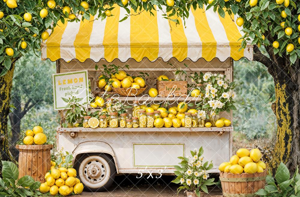 Kate Summer Yellow Lemon Stand Backdrop Designed by Emetselch