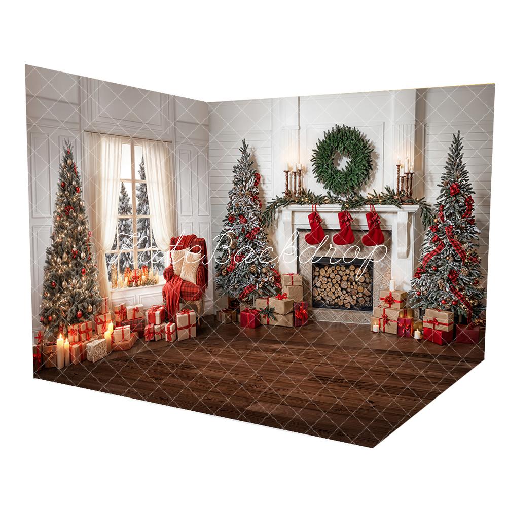 Kate Winter Christmas Fireplace Gift Window Room Set