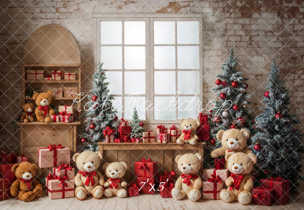 Kate Teddy Bear Christmas Tree Gift Window Backdrop Designed by Emetselch