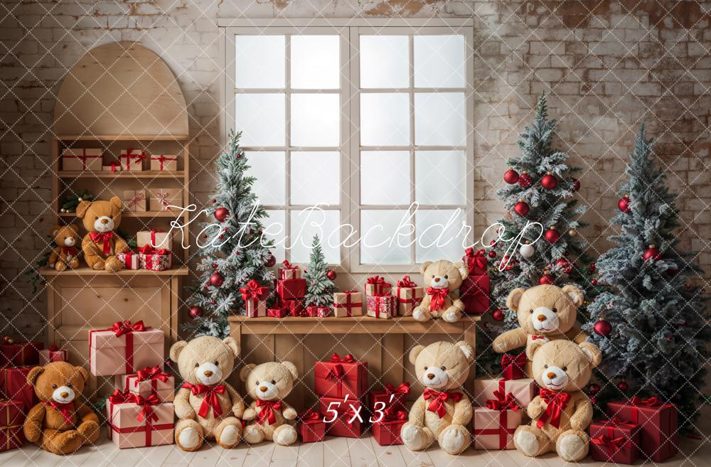 Kate Teddy Bear Christmas Tree Gift Window Backdrop Designed by Emetselch