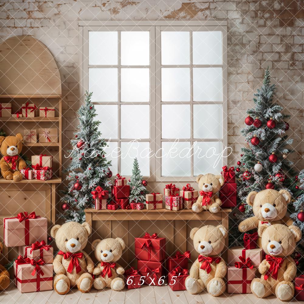 Kate Teddy Bear Christmas Tree Gift Window Backdrop Designed by Emetselch