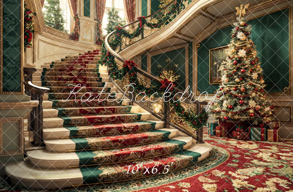 Kate Christmas Style Grand Staircase Backdrop Designed by Emetselch