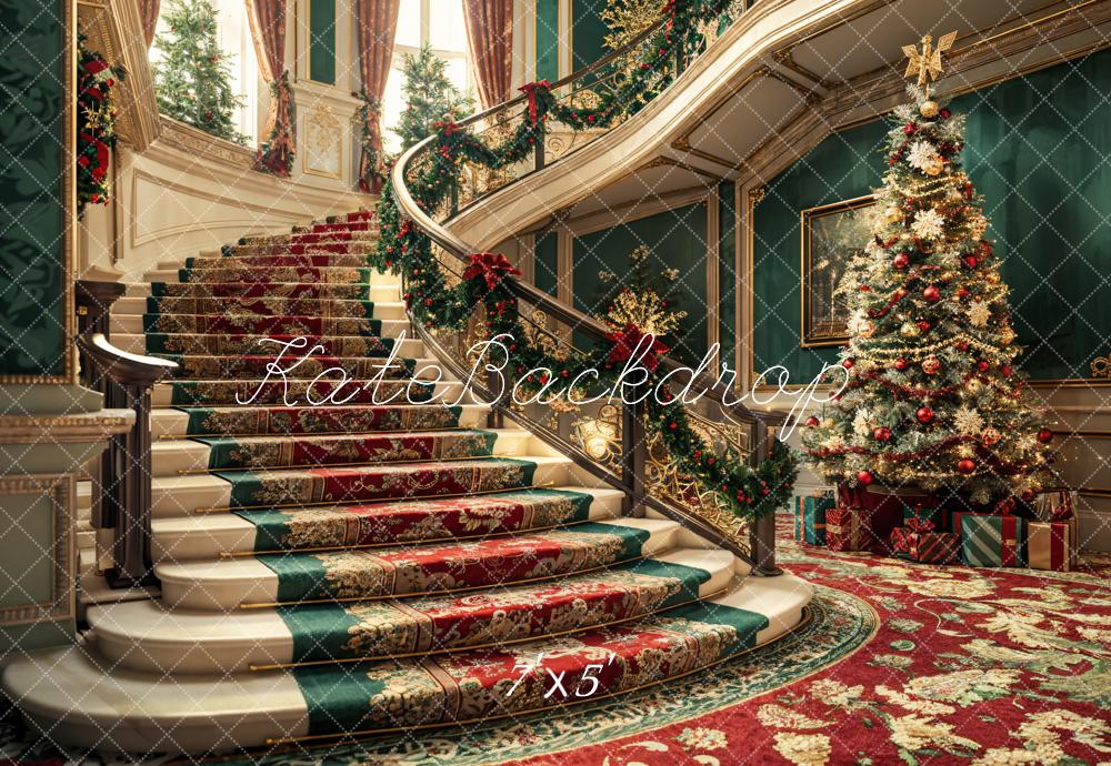 Kate Christmas Style Grand Staircase Backdrop Designed by Emetselch