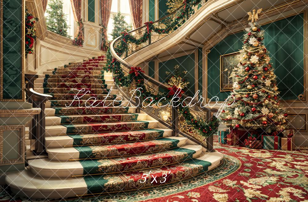 Kate Christmas Style Grand Staircase Backdrop Designed by Emetselch