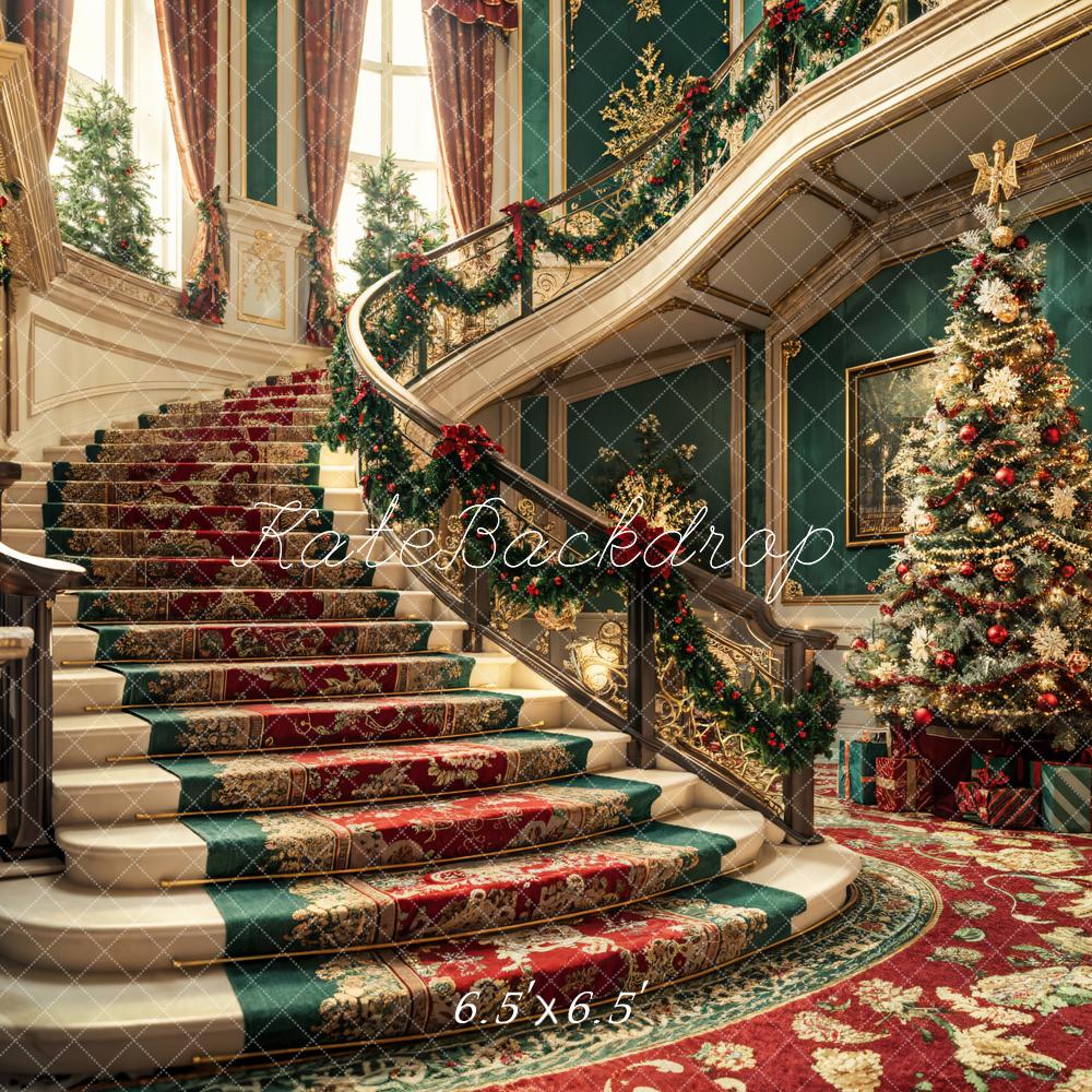 Kate Christmas Style Grand Staircase Backdrop Designed by Emetselch