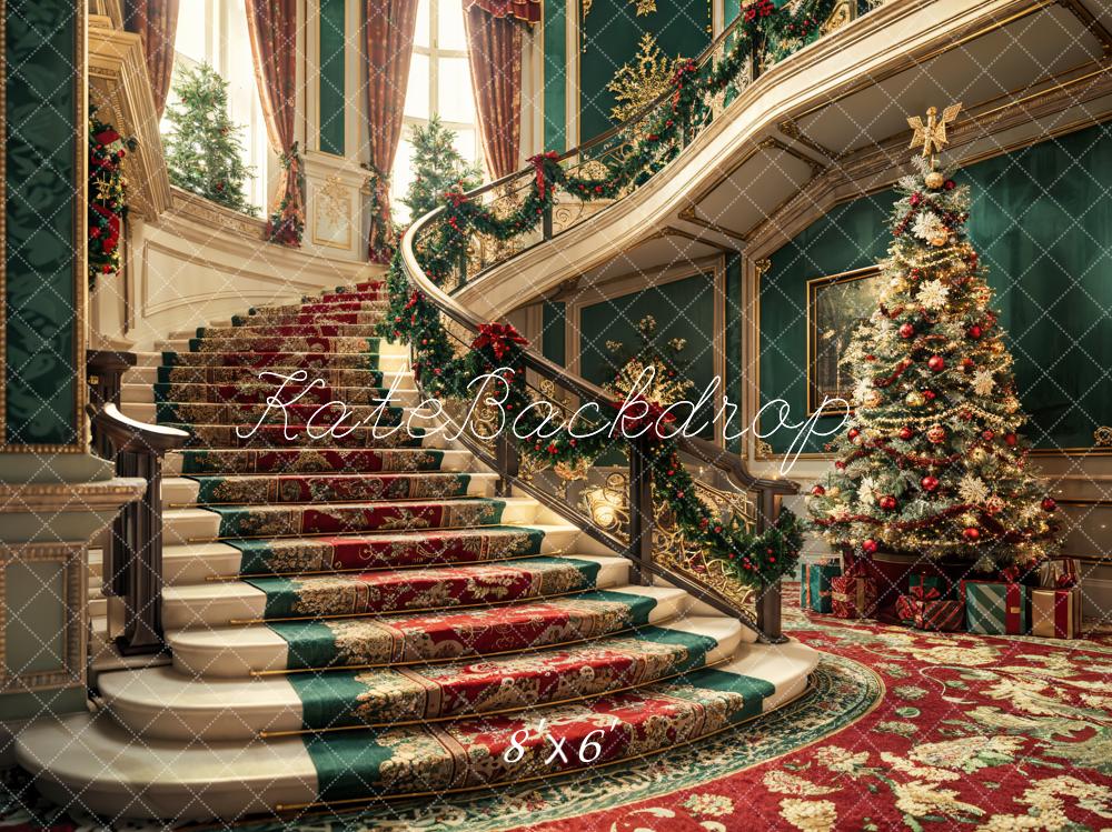 Kate Christmas Style Grand Staircase Backdrop Designed by Emetselch