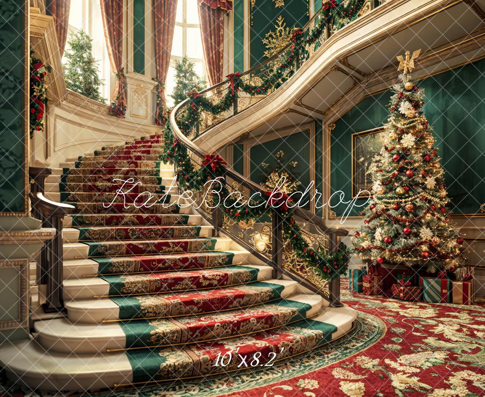 Kate Christmas Style Grand Staircase Backdrop Designed by Emetselch