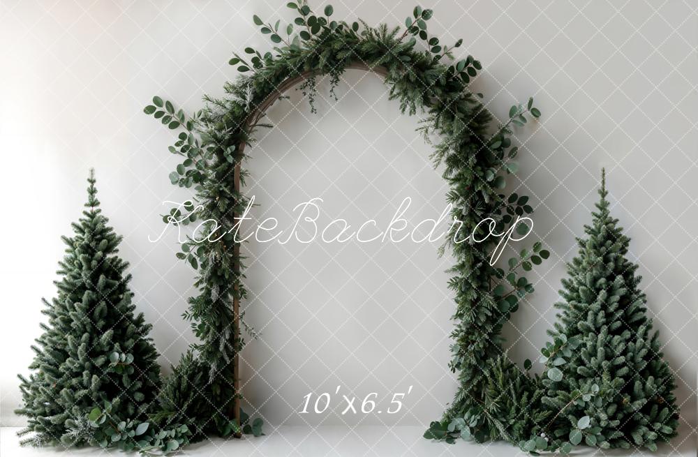 Kate Christmas Backdrop Green Plant Arch White Wall Designed by Emetselch