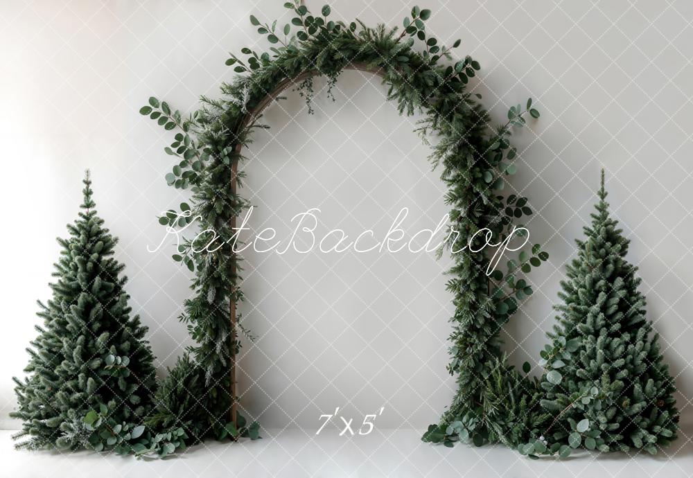 Kate Christmas Backdrop Green Plant Arch White Wall Designed by Emetselch