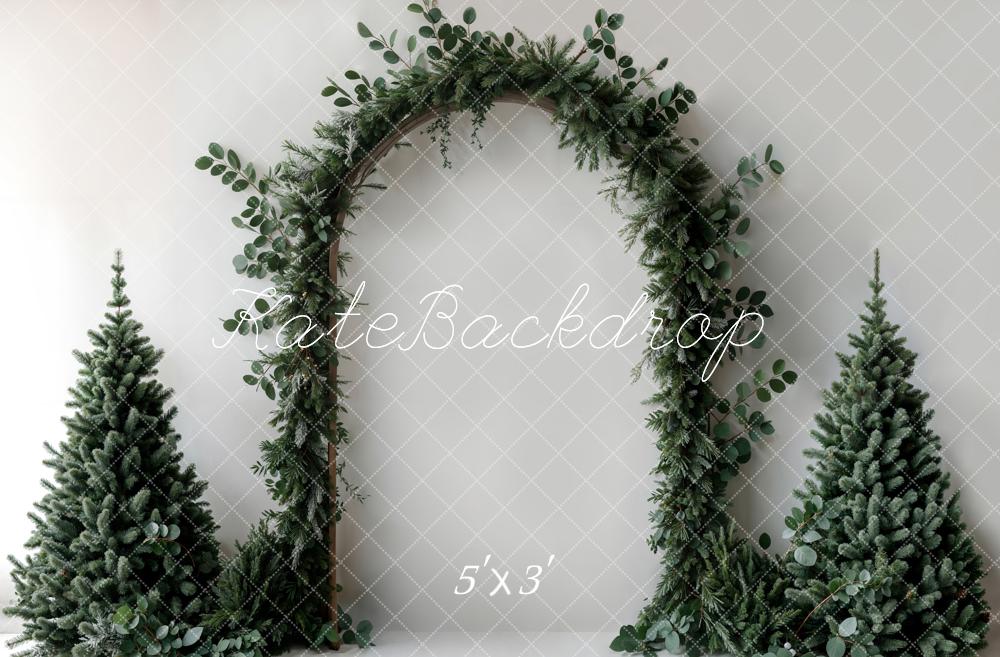 Kate Christmas Backdrop Green Plant Arch White Wall Designed by Emetselch