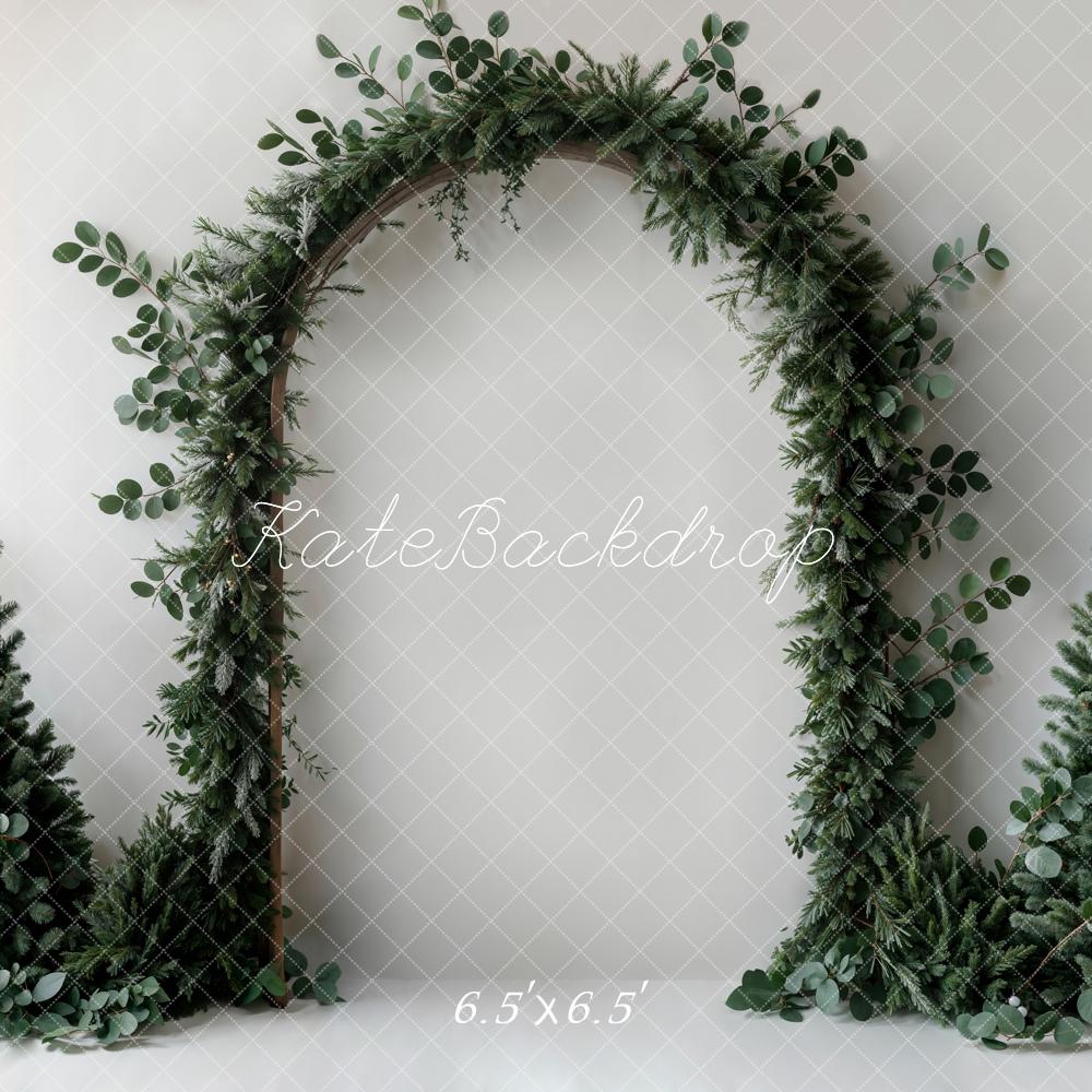 Kate Christmas Backdrop Green Plant Arch White Wall Designed by Emetselch