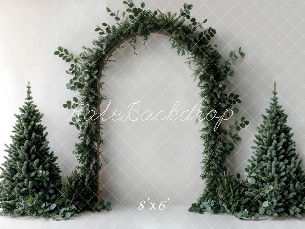 Kate Christmas Backdrop Green Plant Arch White Wall Designed by Emetselch