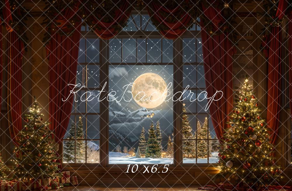 Kate Christmas Backdrop Full moon Outside Window Designed by Chain Photography