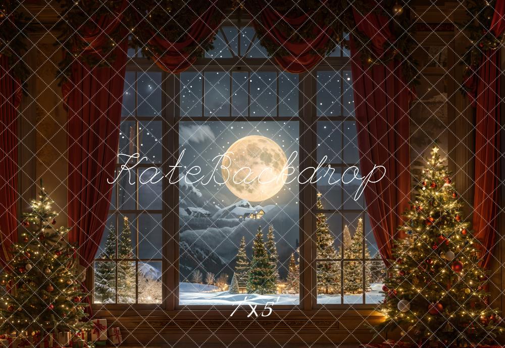 Kate Christmas Backdrop Full moon Outside Window Designed by Chain Photography