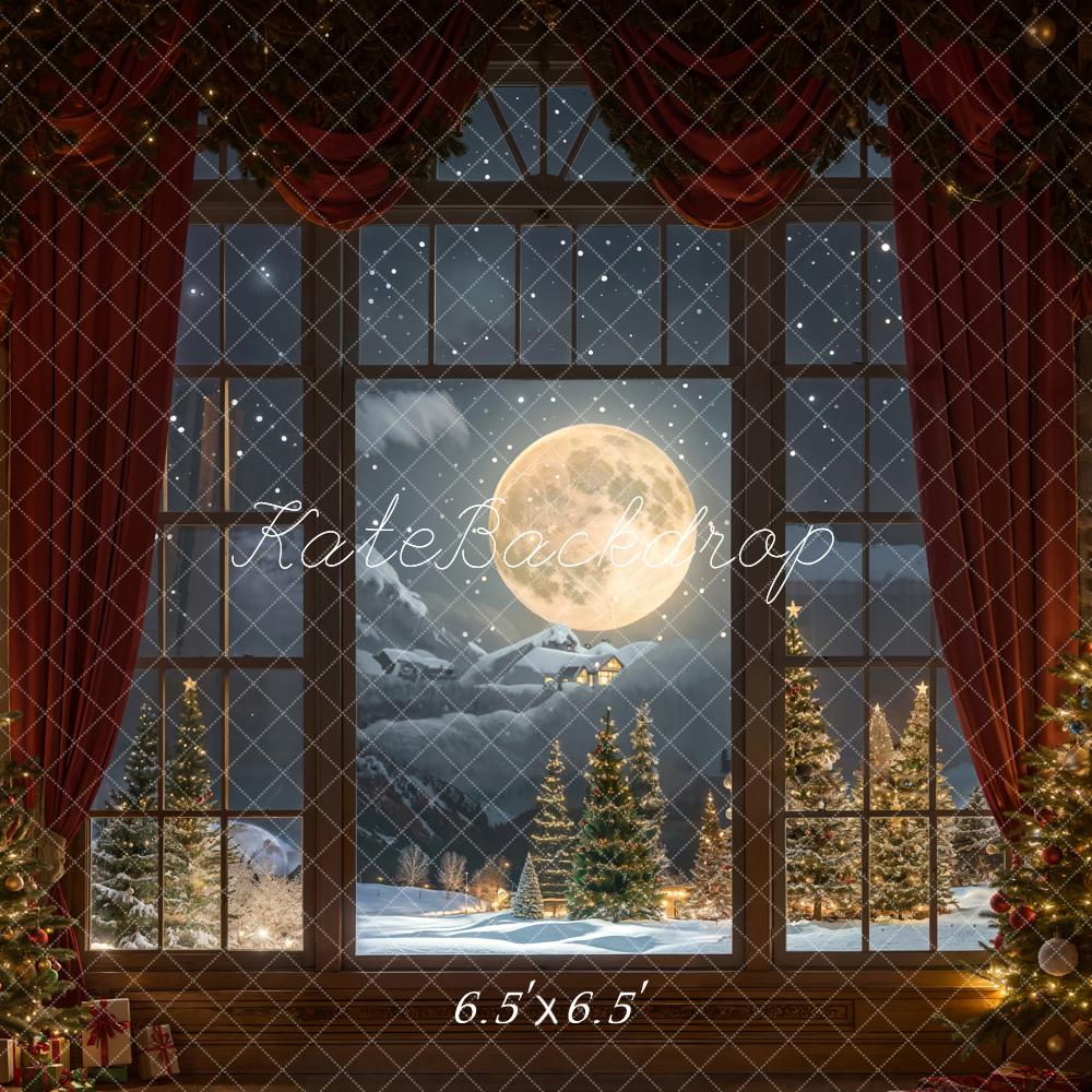 Kate Christmas Backdrop Full moon Outside Window Designed by Chain Photography