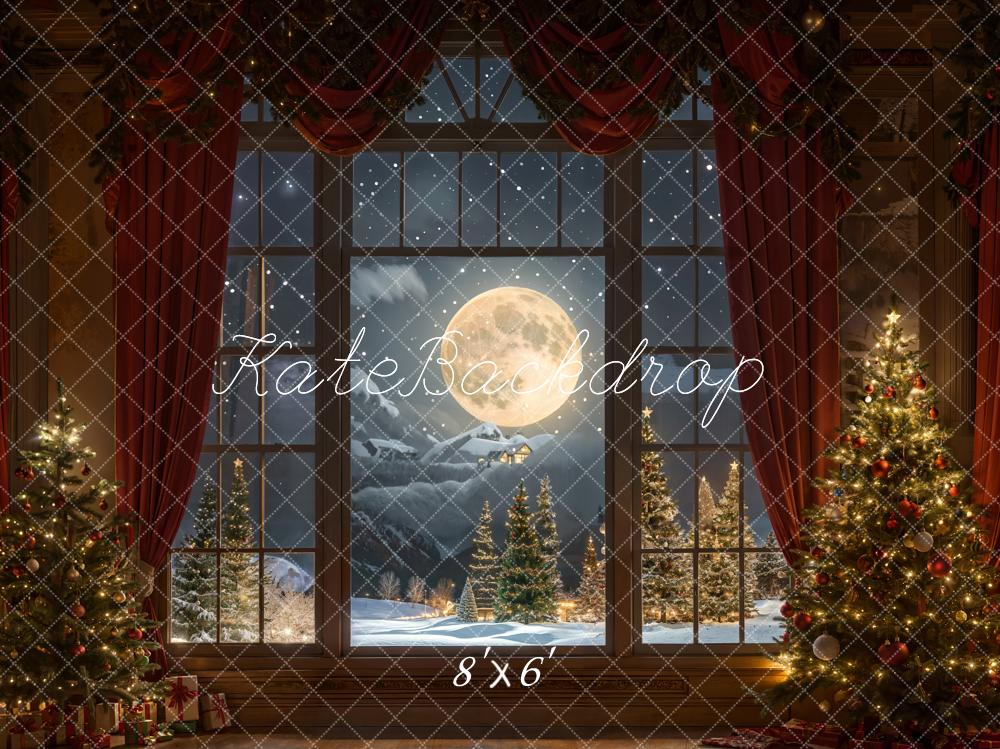 Kate Christmas Backdrop Full moon Outside Window Designed by Chain Photography