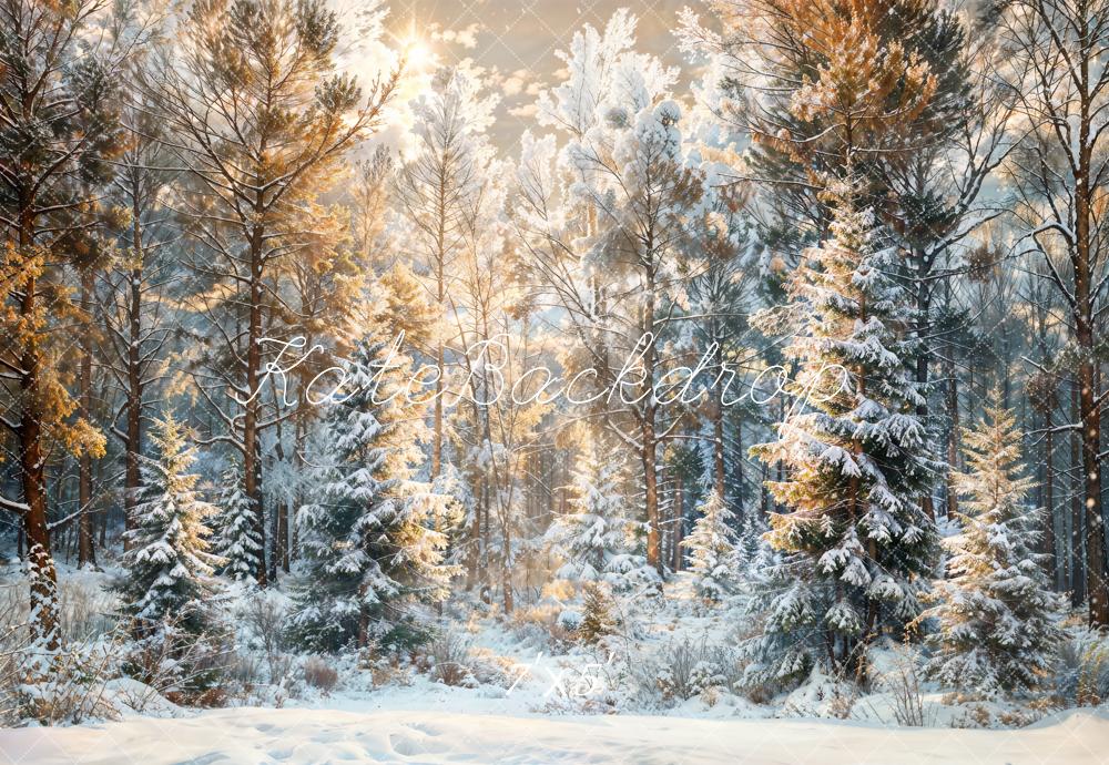 Kate Winter Snow Pine Forest Backdrop Designed by Chain Photography