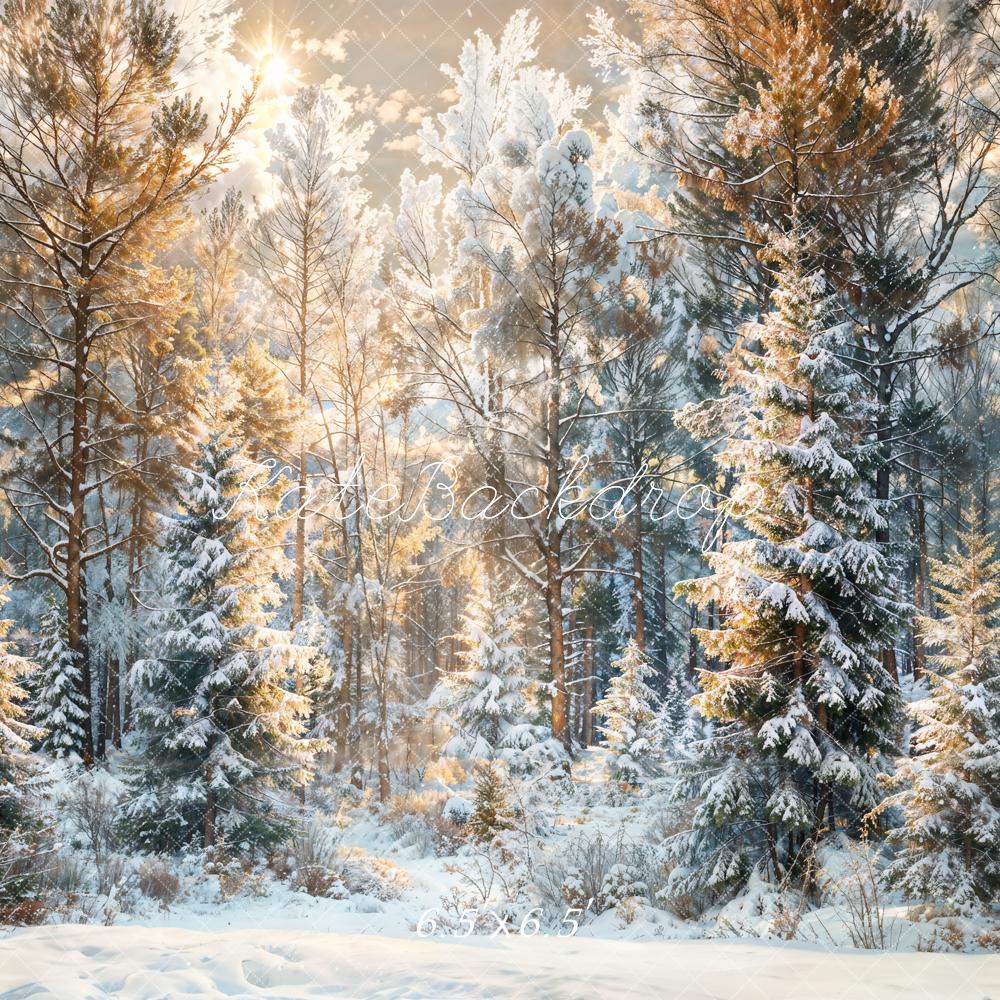 Kate Winter Snow Pine Forest Backdrop Designed by Chain Photography