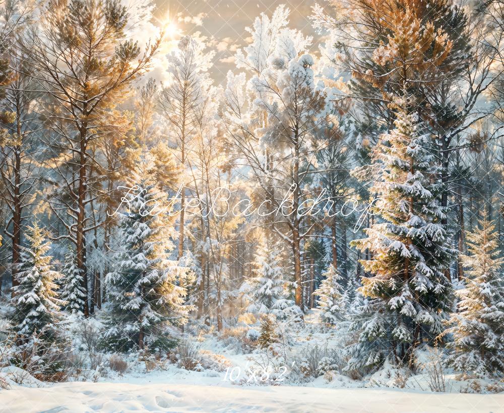 Kate Winter Snow Pine Forest Backdrop Designed by Chain Photography