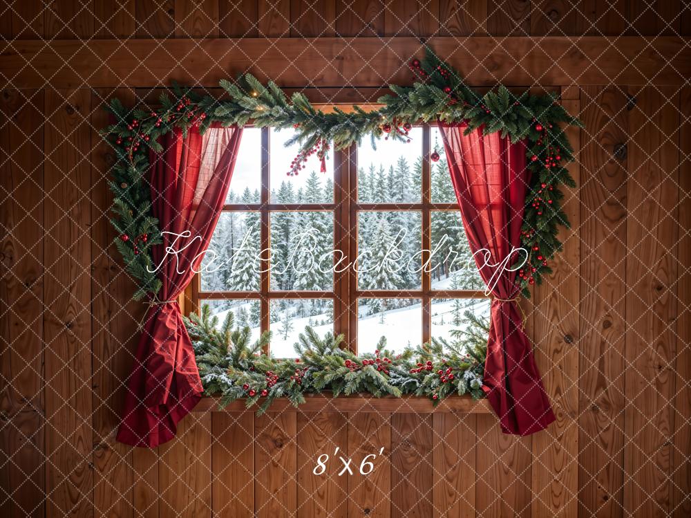 Kate Cabin Window Forest Snow Backdrop Designed by Chain Photography