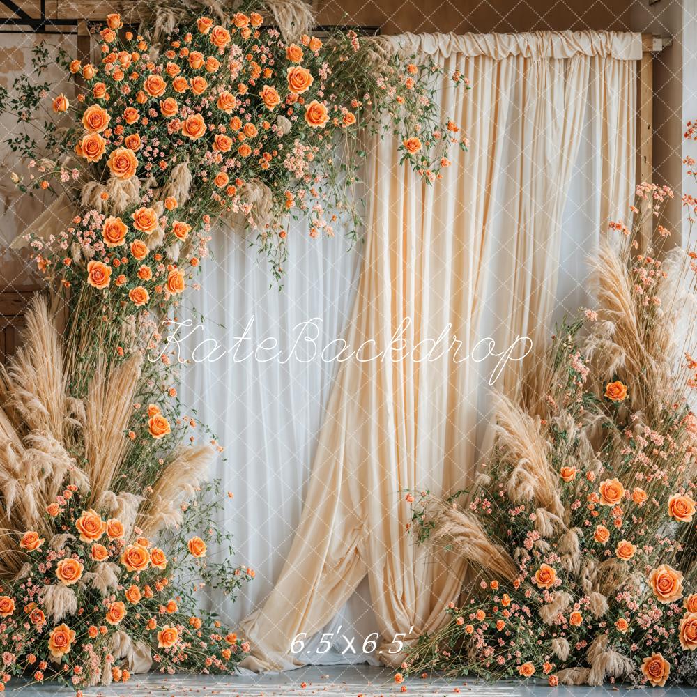 Kate Beige Flowers Boho Backdrop Designed by Emetselch