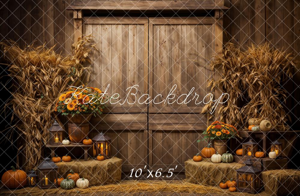 Kate Autumn Wood Barn Door Backdrop Designed by Emetselch