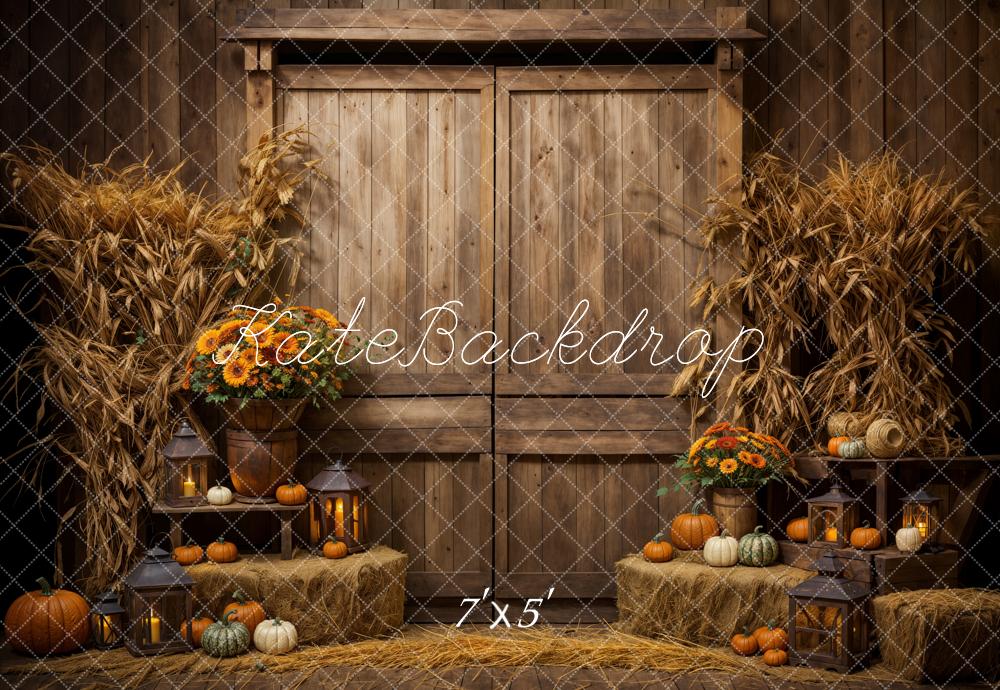 Kate Autumn Wood Barn Door Backdrop Designed by Emetselch