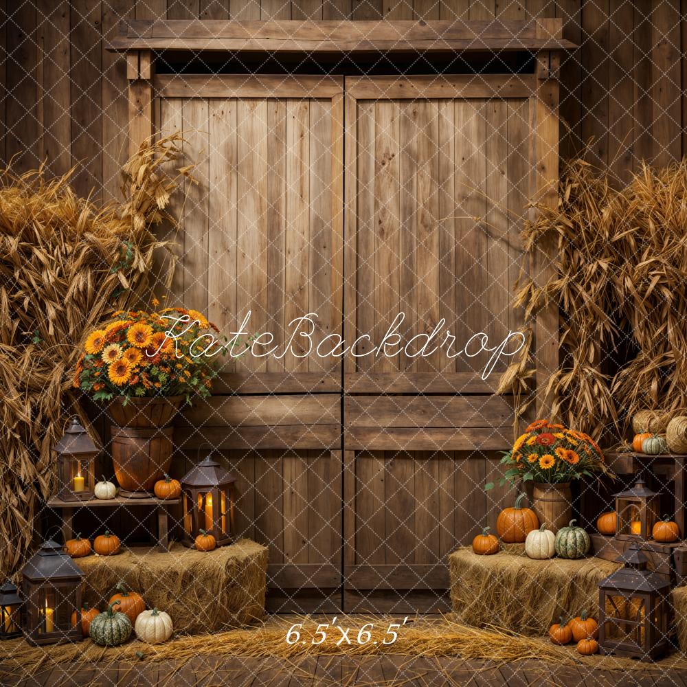 Kate Autumn Wood Barn Door Backdrop Designed by Emetselch