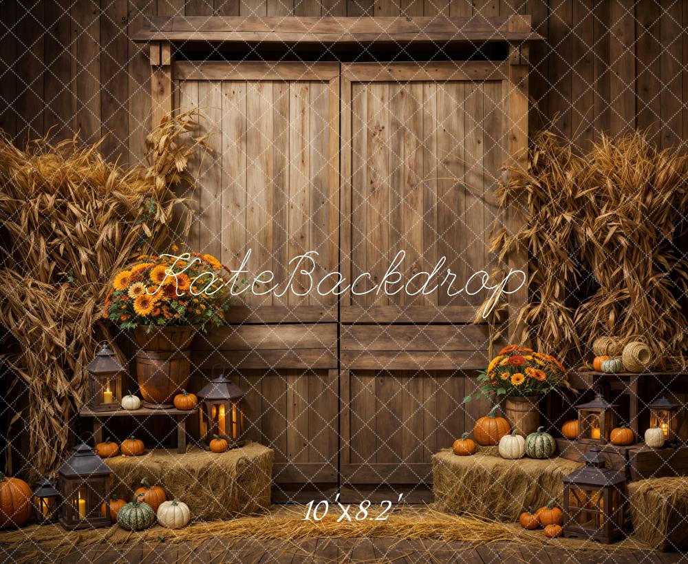 Kate Autumn Wood Barn Door Backdrop Designed by Emetselch