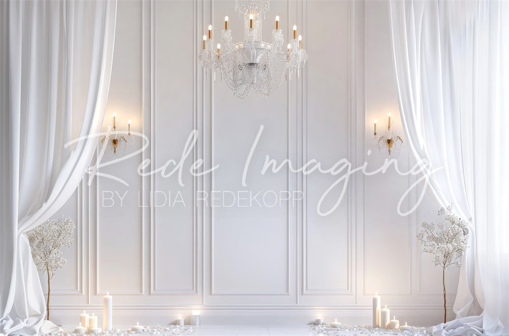 Kate Retro Elegant White Curtain Backdrop Designed by Lidia Redekopp