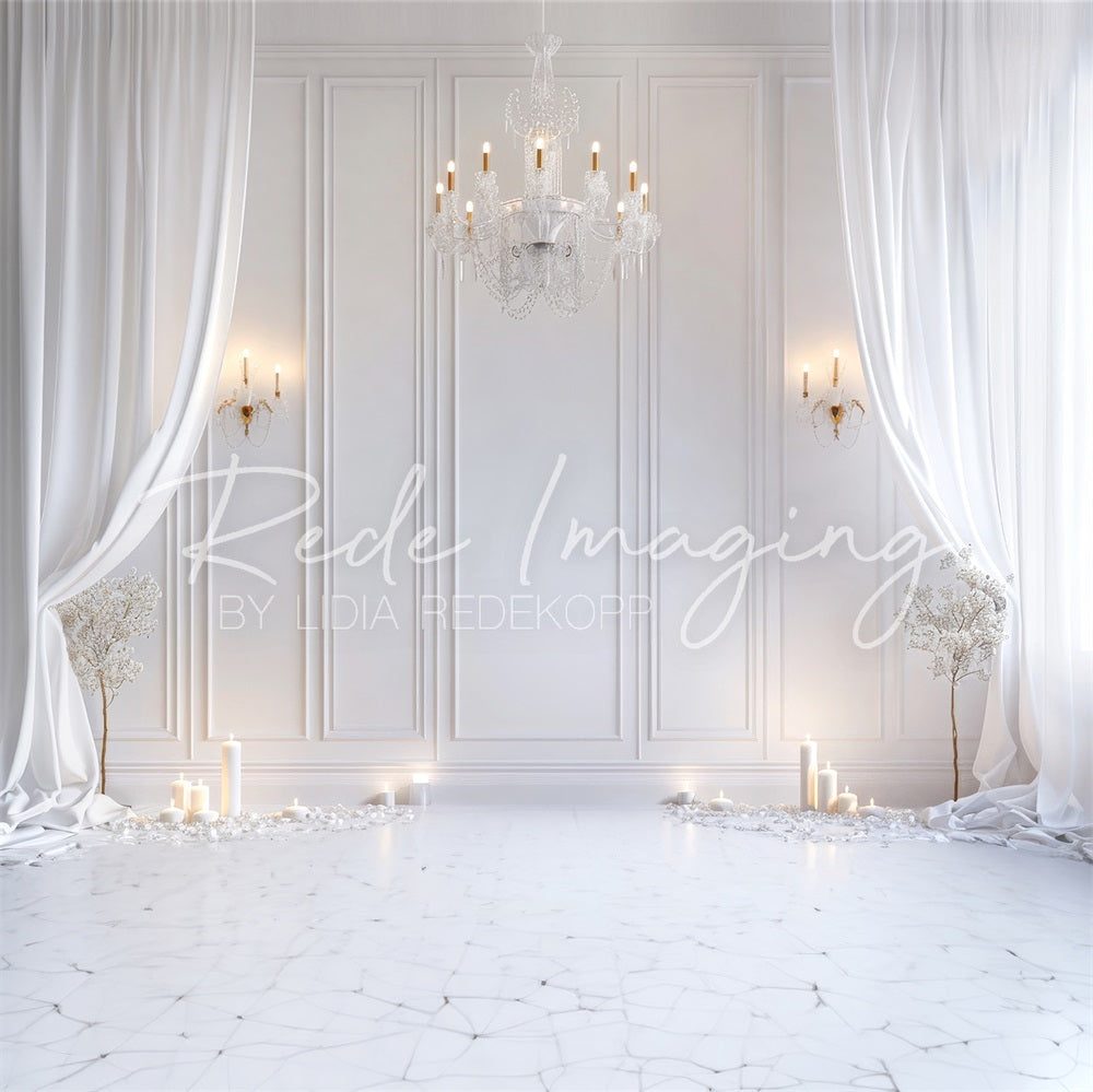 Kate Retro Elegant White Curtain Backdrop Designed by Lidia Redekopp