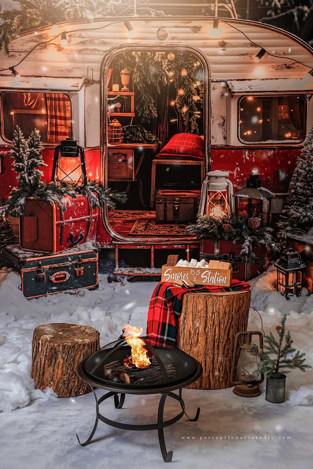 Kate Christmas Camping Car Backdrop Designed by Emetselch