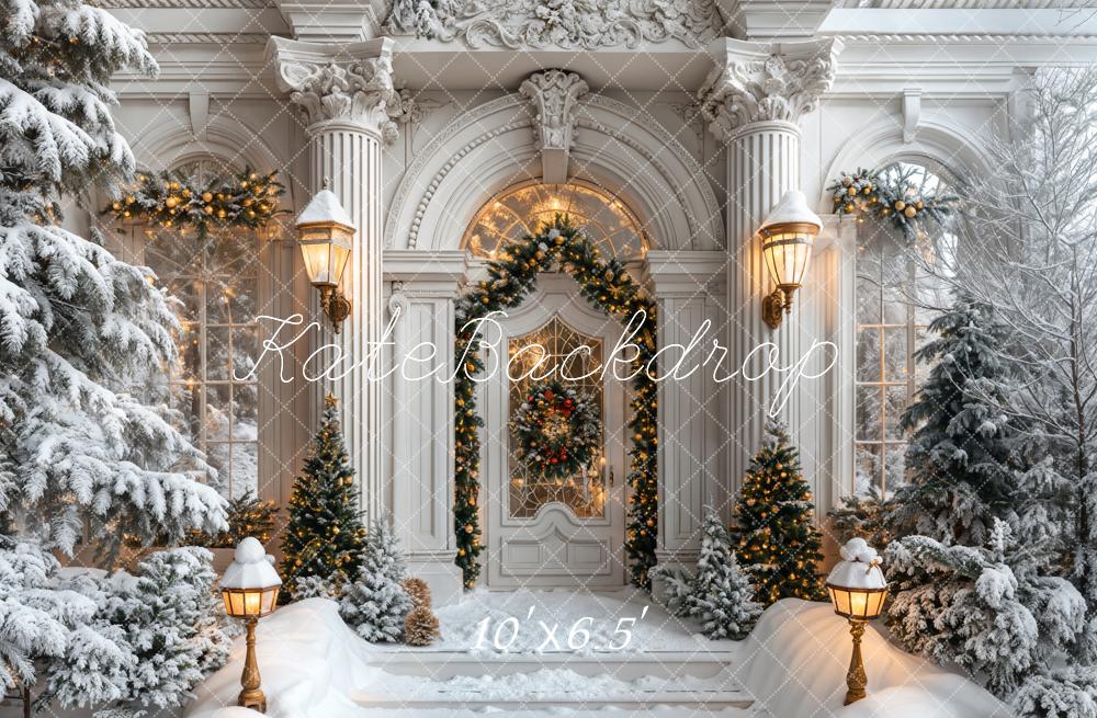 Kate Christmas White Marble Arch Door Backdrop Designed by Emetselch