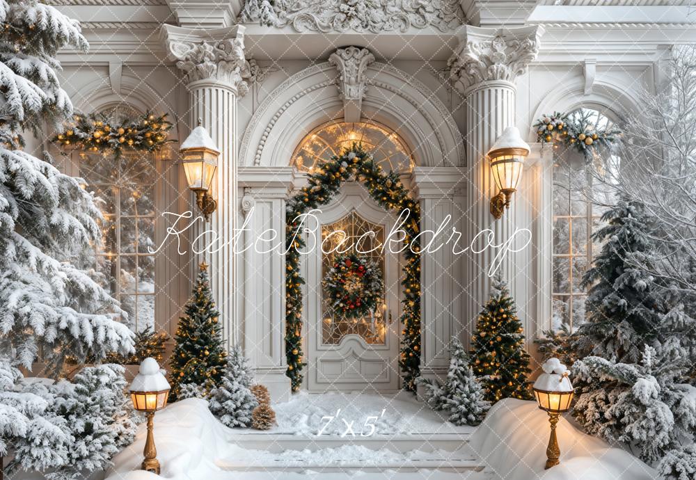 Kate Christmas White Marble Arch Door Backdrop Designed by Emetselch