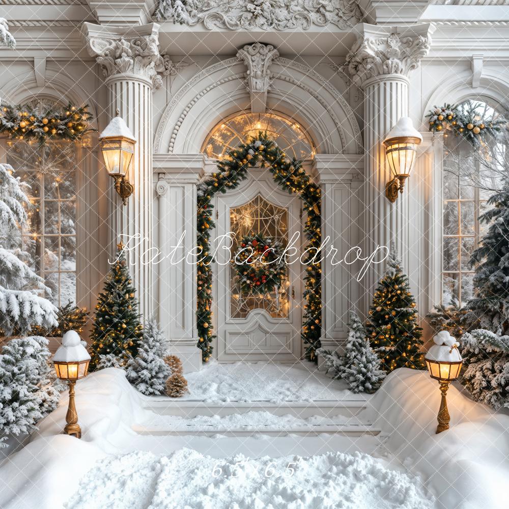 Kate Christmas White Marble Arch Door Backdrop Designed by Emetselch