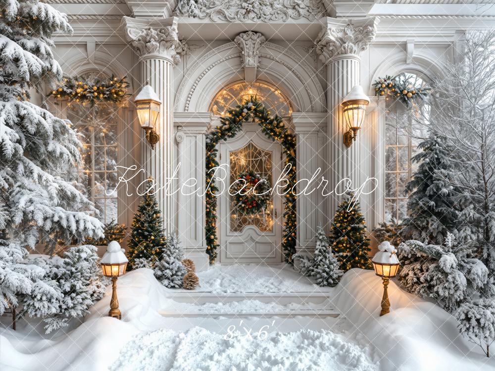 Kate Christmas White Marble Arch Door Backdrop Designed by Emetselch