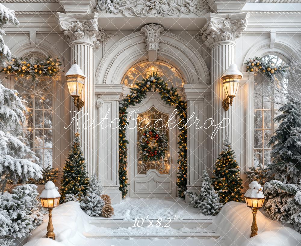 Kate Christmas White Marble Arch Door Backdrop Designed by Emetselch