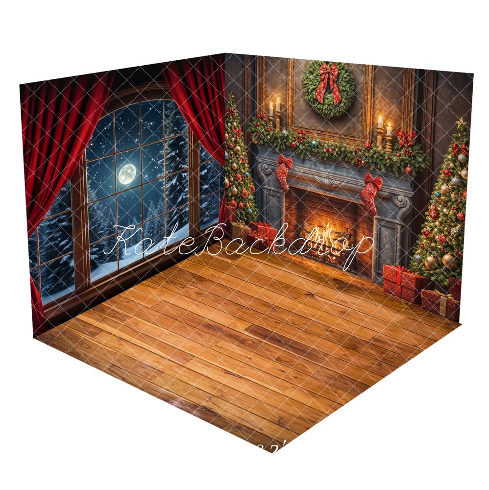 Kate Christmas Night Fireplace Window Room Set(8ftx8ft&10ftx8ft&8ftx10ft)