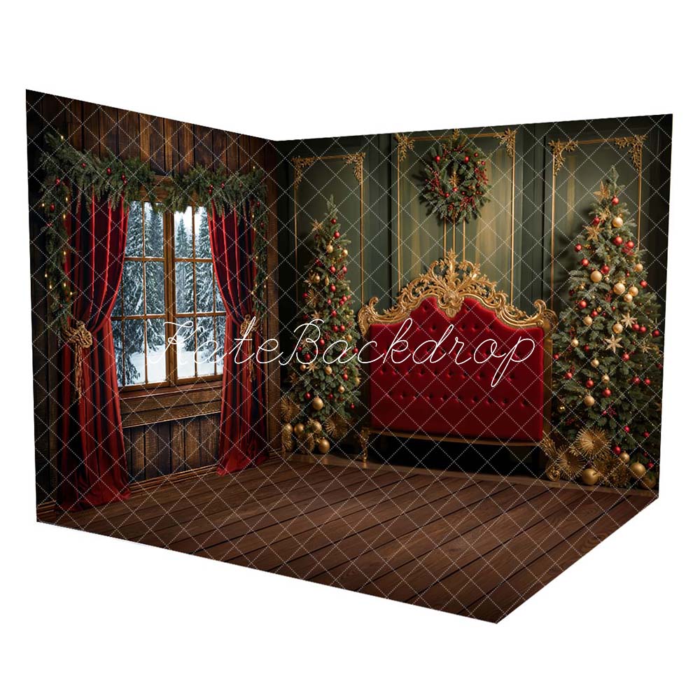 Kate Winter Christmas Tree Window Headboard Room Set(8ftx8ft&10ftx8ft&8ftx10ft)