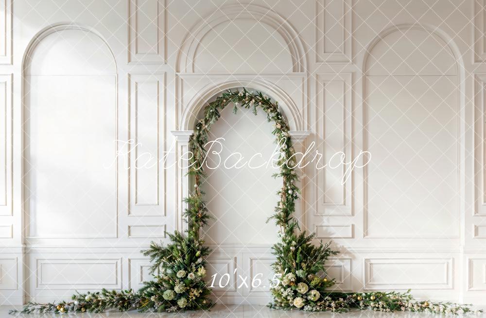 Kate Christmas Green Arch White Wall Backdrop Designed by Emetselch