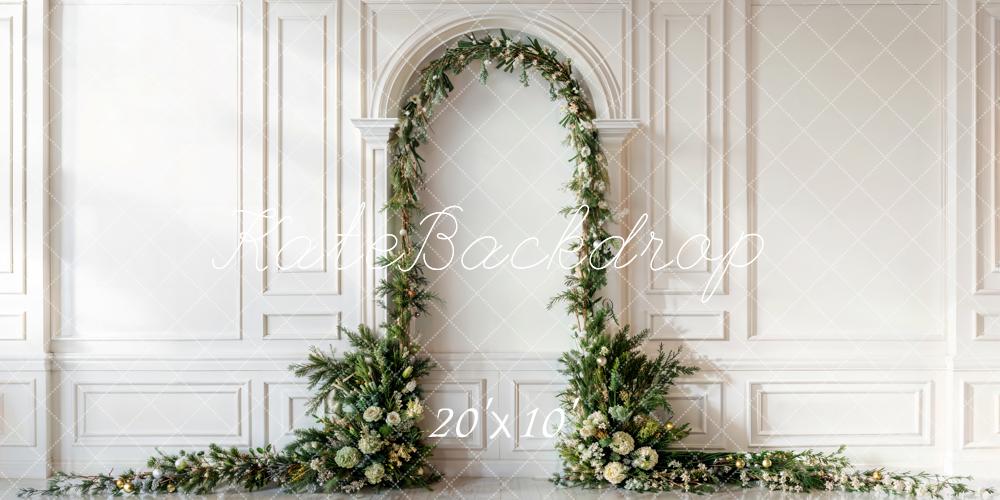 Kate Christmas Green Arch White Wall Backdrop Designed by Emetselch