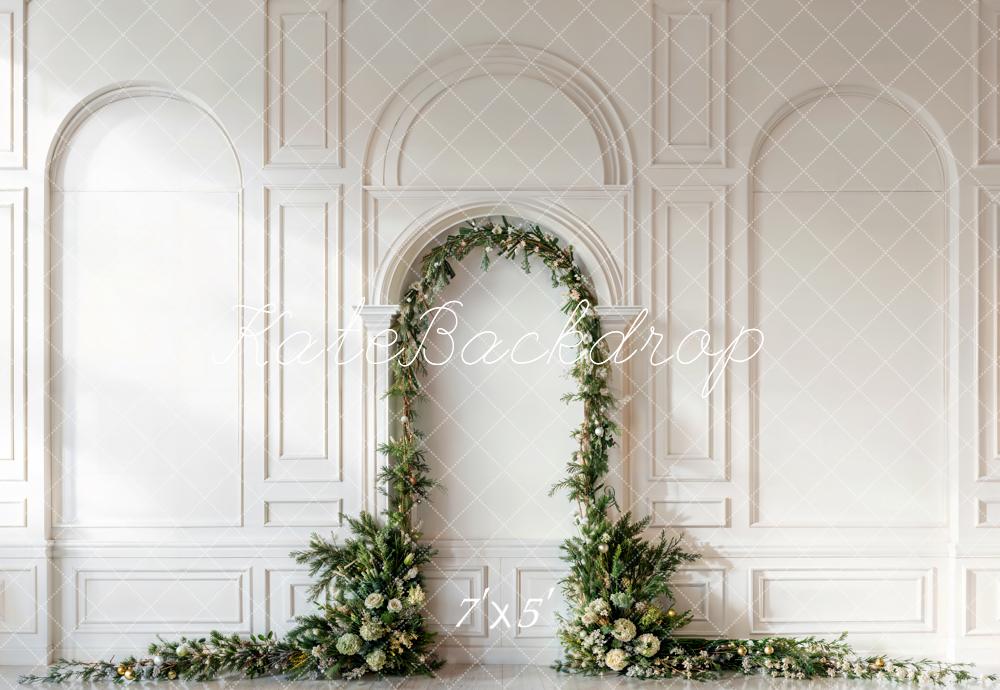 Kate Christmas Green Arch White Wall Backdrop Designed by Emetselch