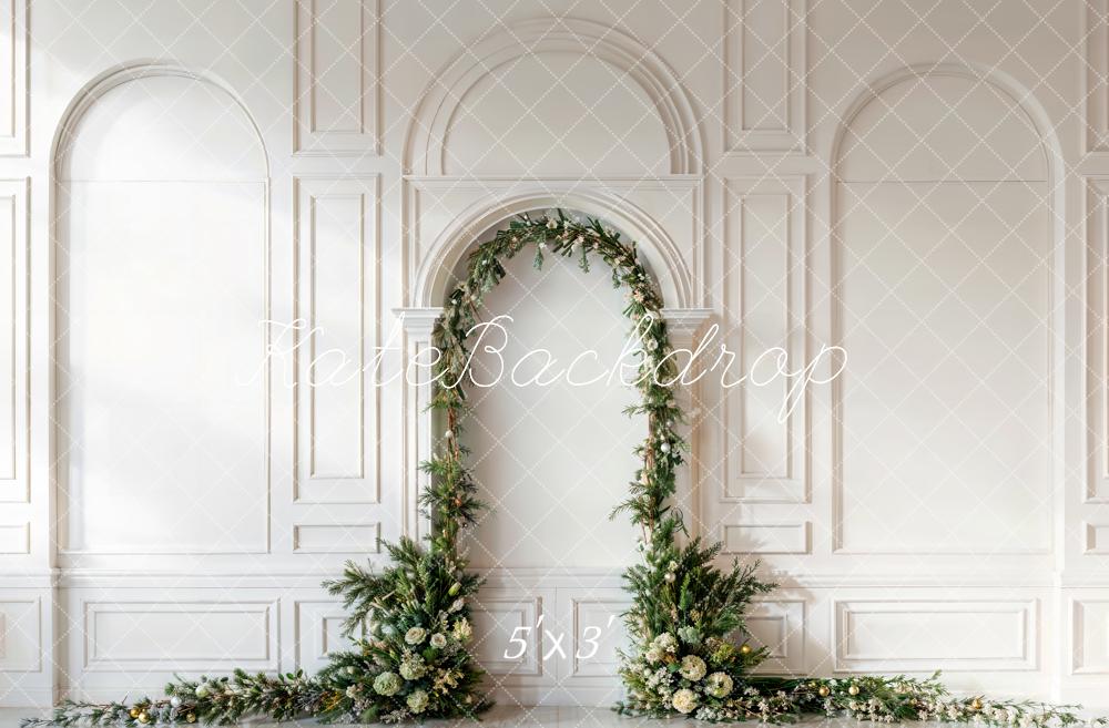 Kate Christmas Green Arch White Wall Backdrop Designed by Emetselch